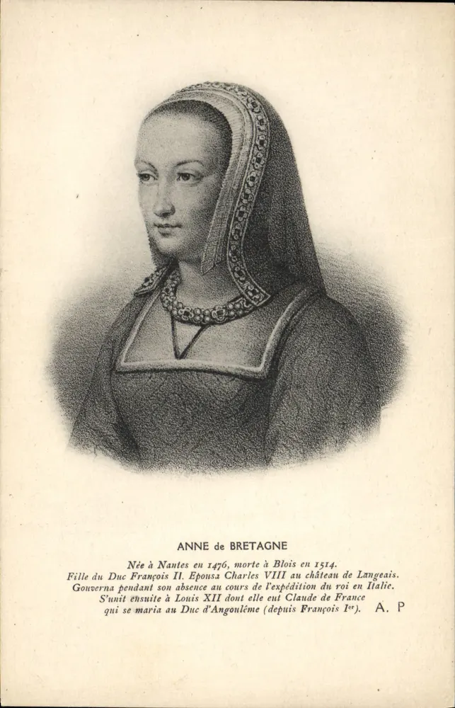 Anne von Bretagne — Gravur-Porträt — A. P. - Vorderseite