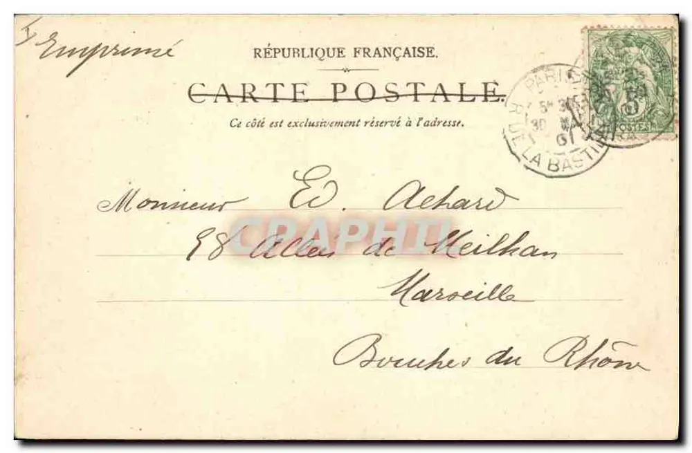 Mort de Joseph Bara — scène de combat équestre — Musée du Luxembourg, éditeur P. S. & D. Erba, n° 323 - Verso