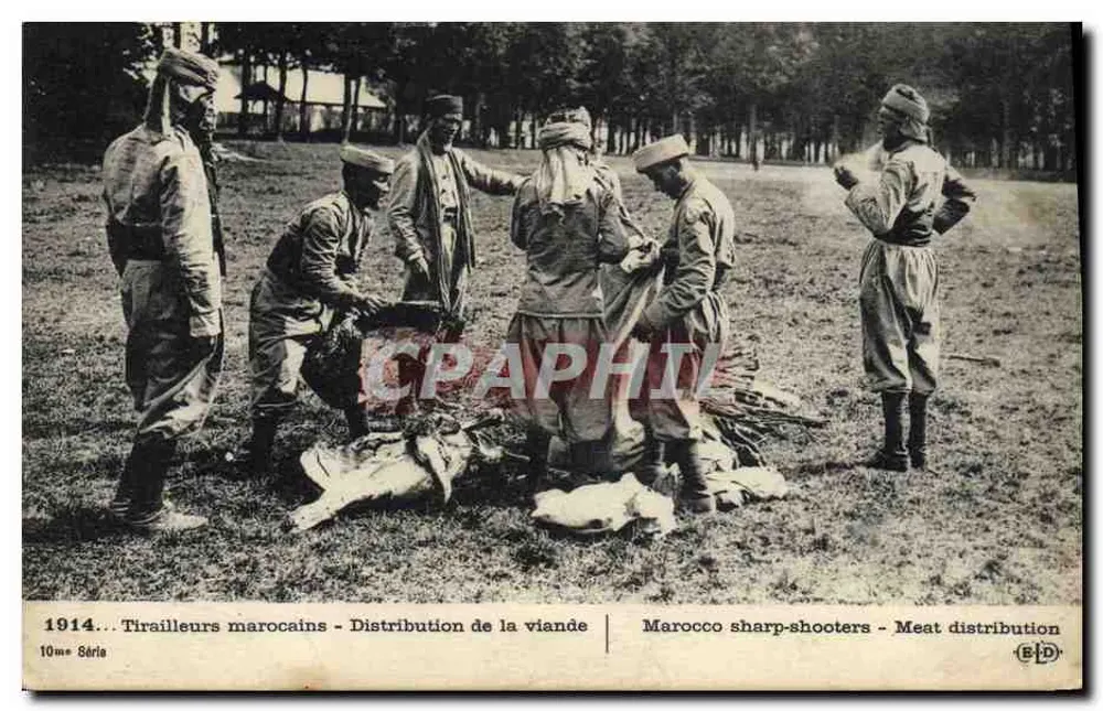 Marokkanische Tirailleurs - Fleischverteilung — 10. Serie — E.D.P. - Vorderseite