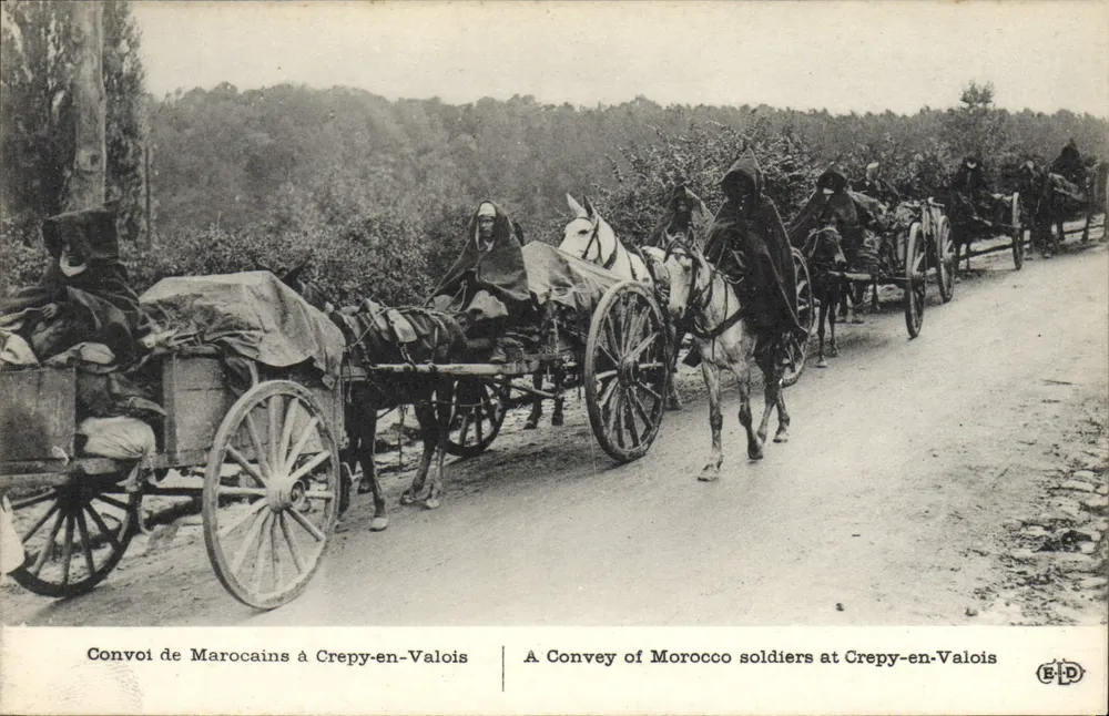 Kolonne von Marokkanern nach Crépy-en-Valois — Verlag E.P.D. — Seriennummer nicht sichtbar - Vorderseite