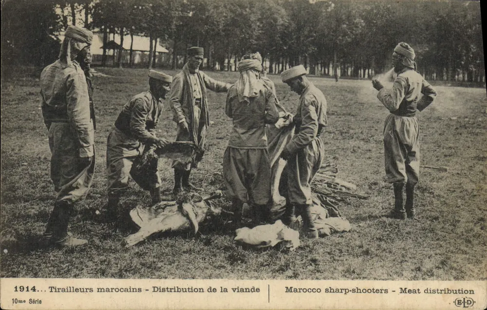 Marokkanische Tirailleurs — Fleischverteilung — ELD, 10. Serie - Vorderseite