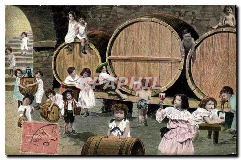 Niños jugando en una bodega de vino — editorn° 2867 - Anverso