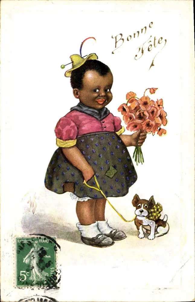 Criança negra com cachorro — Boa Festa — n° 865 - Frente