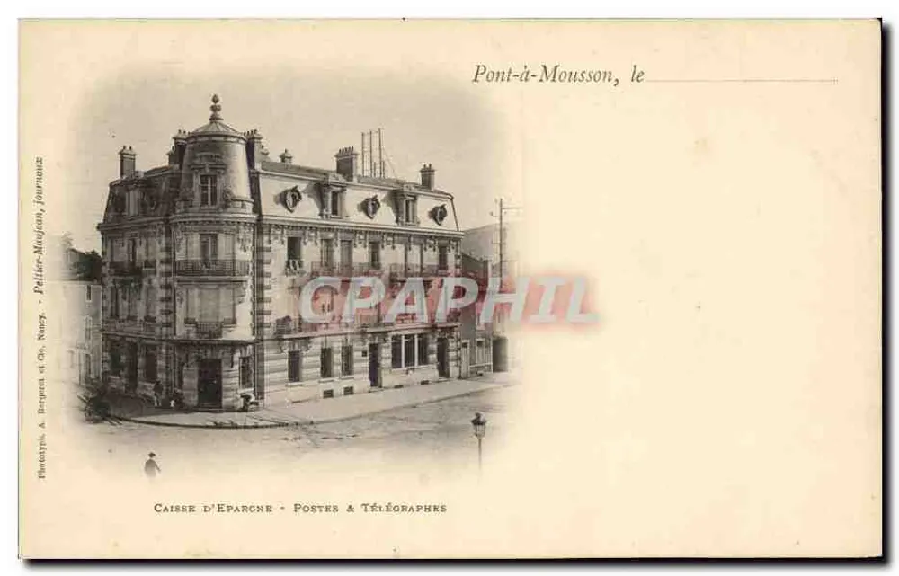 Brücke von Mousson, die Sparkasse — Posten & Telegraphen — Verlag Peltier-Mougeon, Nancy - Vorderseite