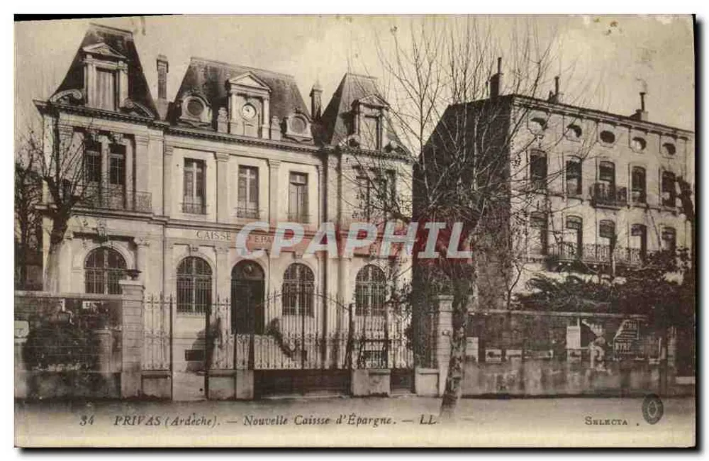 Privas (Ardèche) — Nova Caixa de Economia — editor Selecta, n°34 - Frente