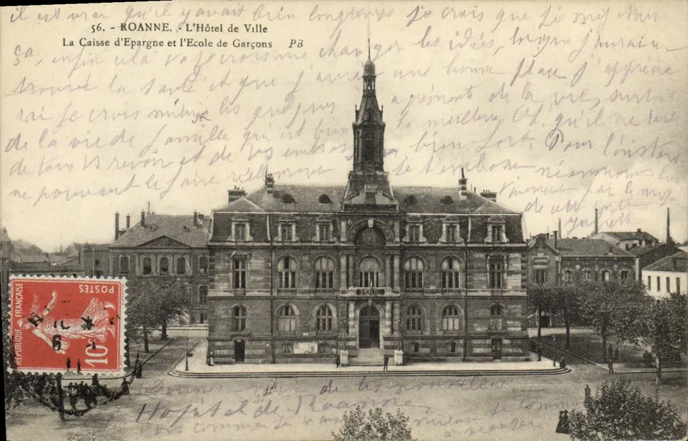 Roanne — Das Rathaus und die Sparkasse — Verleger unbekannt, Nr. 56 - Vorderseite