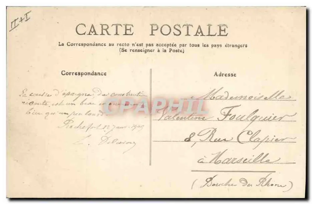 ROCHEFORT-sur-MER — Die Sparkasse, Straße Thiers — Sammlung A. Ripé - Rückseite
