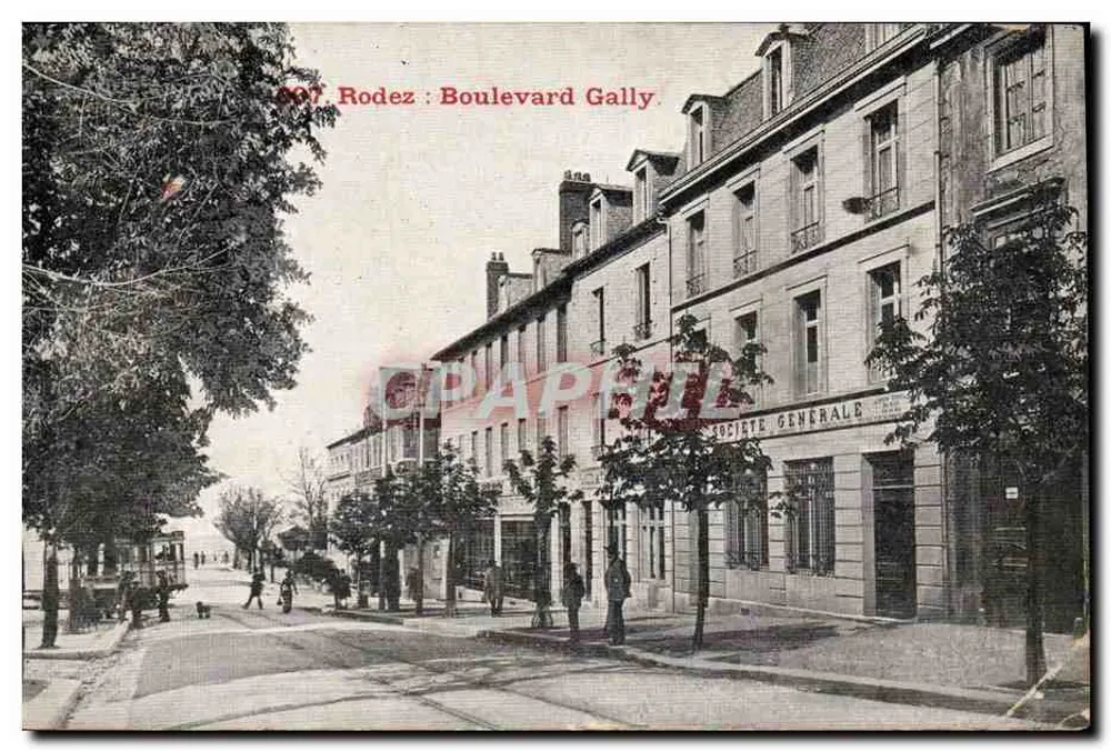 Rodez : Boulevard Gally — vue de la Société Générale, éditeur imprimeur non visible, n° de série non lisible - Frente