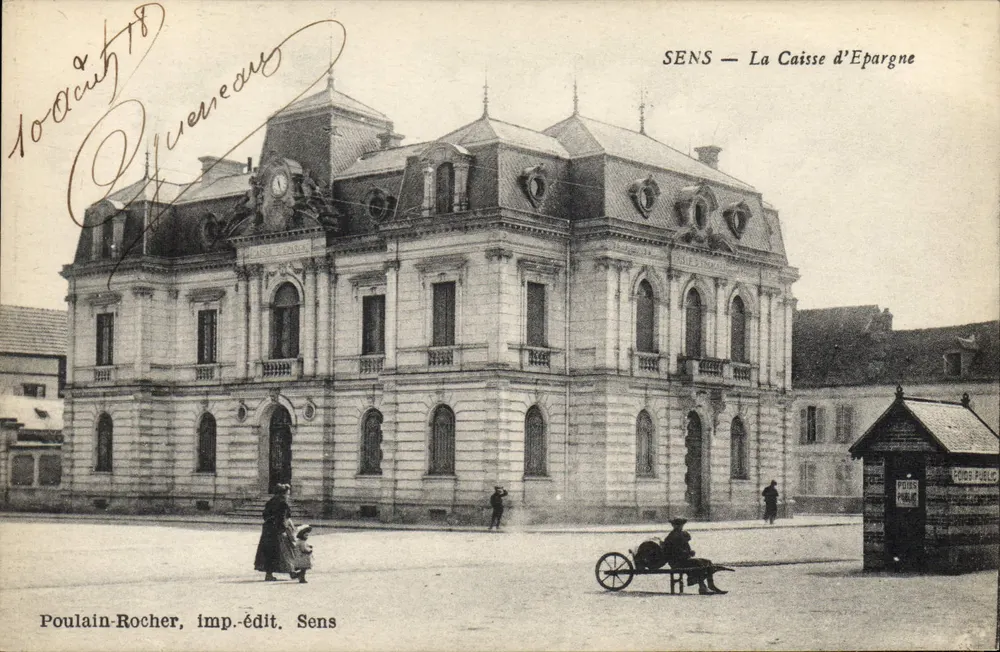 Sens — A Caixa de Poupança — Poulain-Rocher, imp.-édit. Sens - Frente