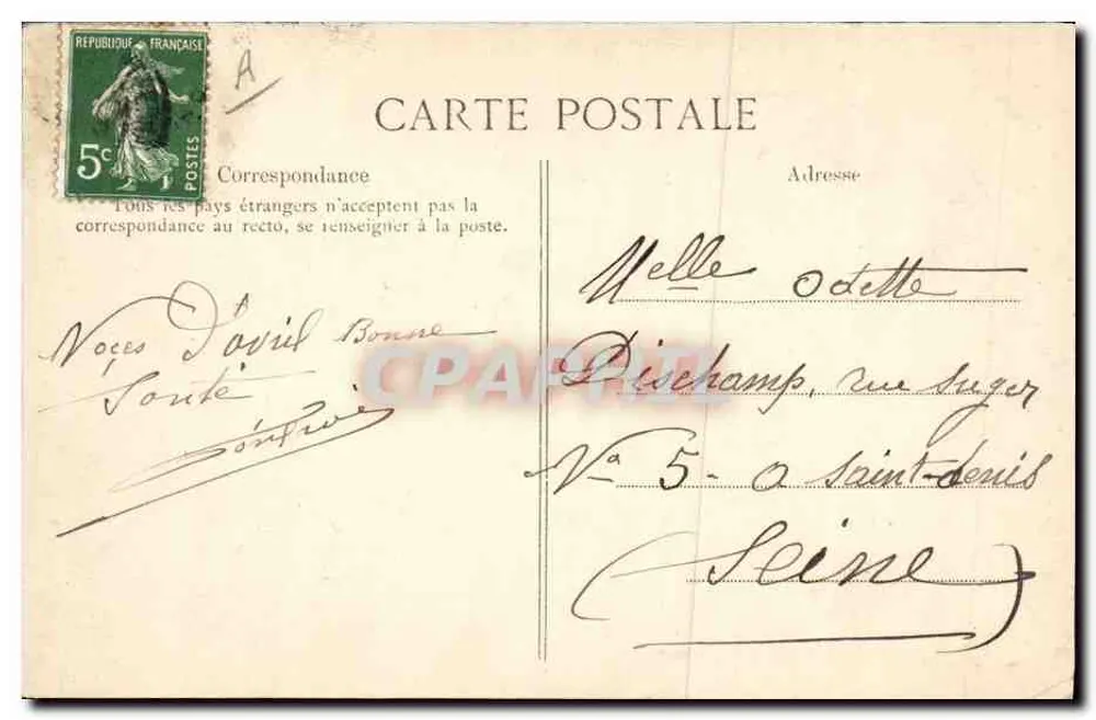 Bourrée d'Auvergne — A Auvergne pitoresca — editor V.D.C. n° 1203 - Verso