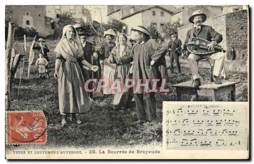 La Bourrée de Brayauds — Tipos e costumes da Auvergne, n°29 — Ed. Albinum, Paris - Frente