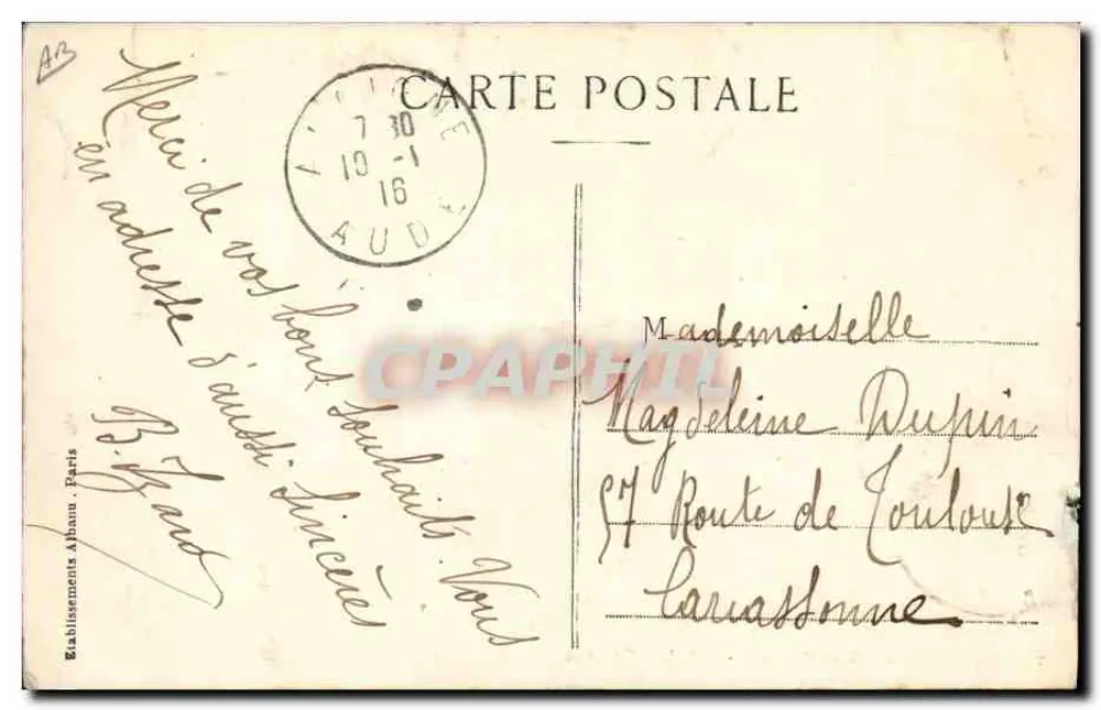 La Bourrée de Brayauds — Tipos e costumes da Auvergne, n°29 — Ed. Albinum, Paris - Verso