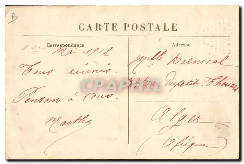 Frau mit Sonnenhut — Originale Kopfbedeckung der Cévenolen Bauern — M.B. Le Puy - Rückseite