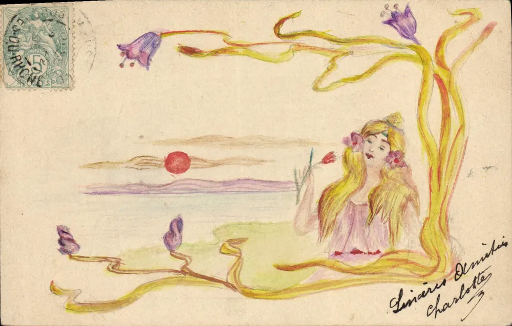 Fada ao lado da água — desenho em aquarela — Louisières & Charlotte - Frente