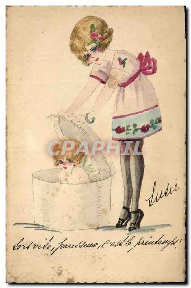 Frau, die ein Kind in einem Eimer wäscht — Illustration — Verlag nicht sichtbar - Vorderseite