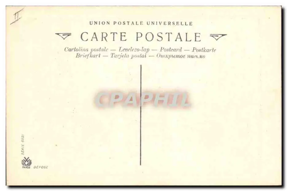 Napoleon empfängt die Königin von Preußen — historische Szene — Universal Postal Union, Serie 6021 - Rückseite
