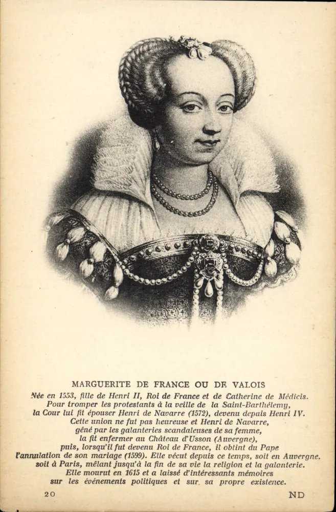 Marguerite von Frankreich oder Valois — Geboren 1553, verheiratet mit Henri von Navarre (1572), gestorben 1615 — Verleger Lévy et Neurardin, Paris - Vorderseite