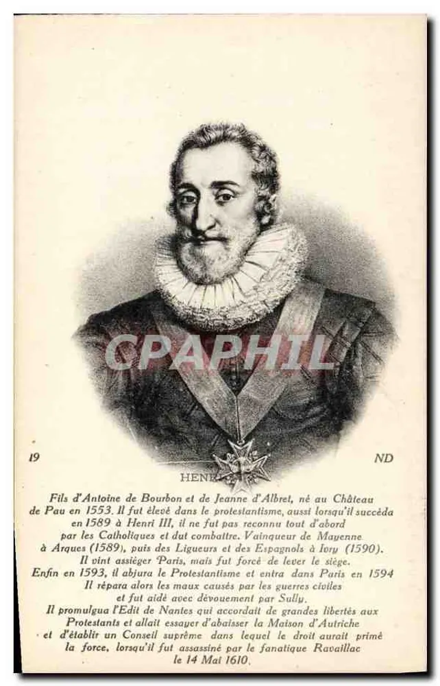 Henri IV — Historisches Portrait — Verleger unbekannt, Nr. 19 - Vorderseite