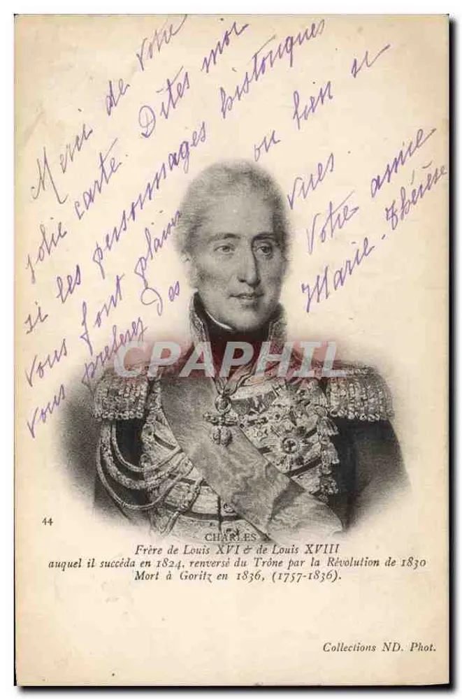Charles X — Bruder von Louis XVI & Louis XVIII — Collections ND. Phot. n°44 - Vorderseite