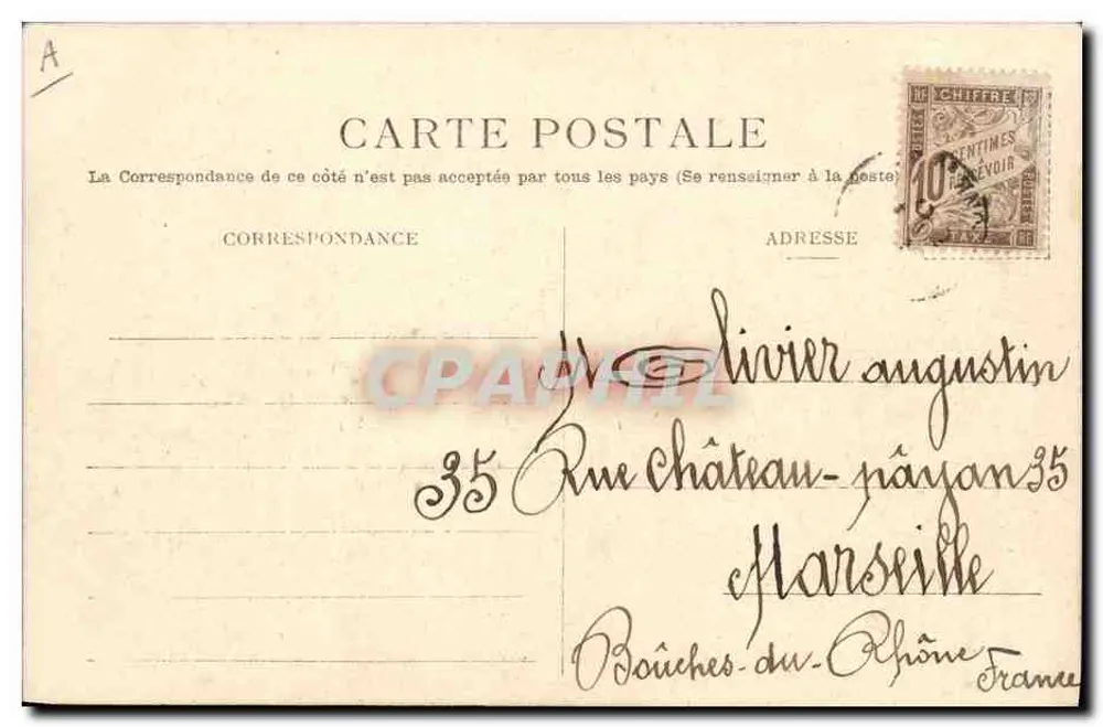 Algerische Tirailleurs — Bei der Suppe — Bizerte, 29. November 1905 — Verlag V. Olivier - Rückseite