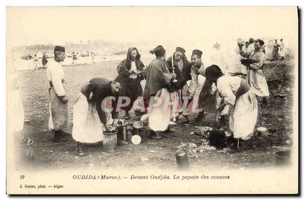 Oudjda (Marokko) — Vor Oudjda. Die Kantine der Zouaves — J. Geiser, phot. Algier, n°19 - Vorderseite