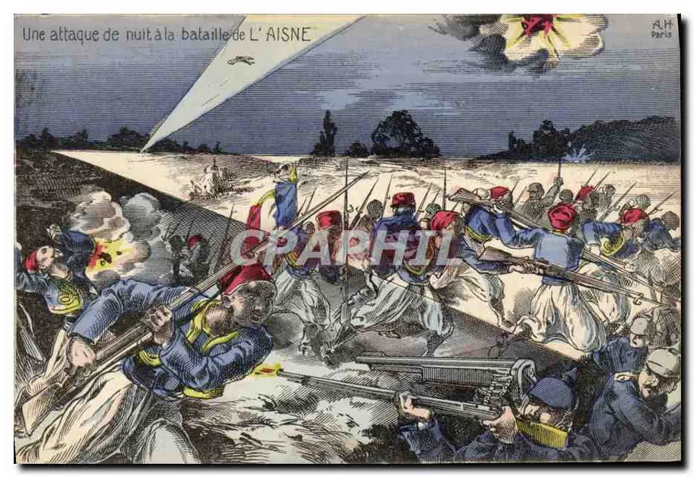 Ein Nachtschlag bei der Schlacht von DER AISNE — A.H. Paris - Vorderseite