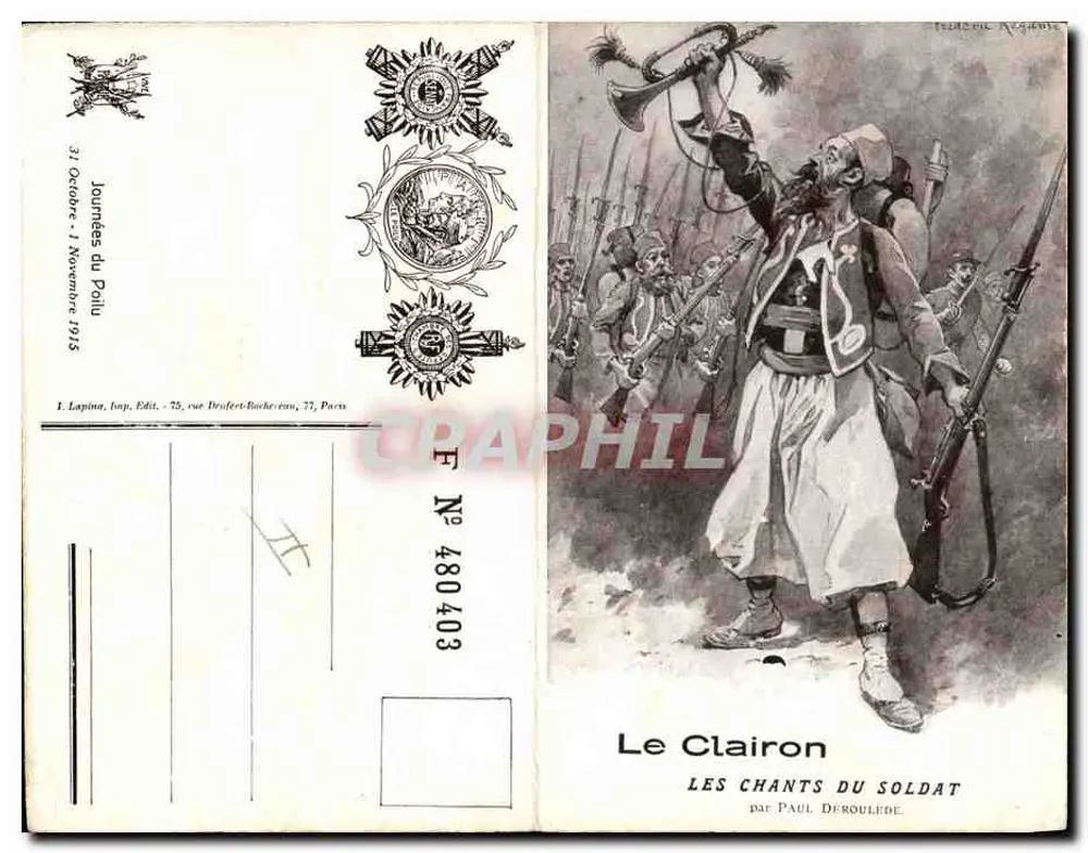 Der Trompete — Die Lieder des Soldaten — von Paul Déroulède — Ausgabe Lapina, Paris, 1915 - Vorderseite