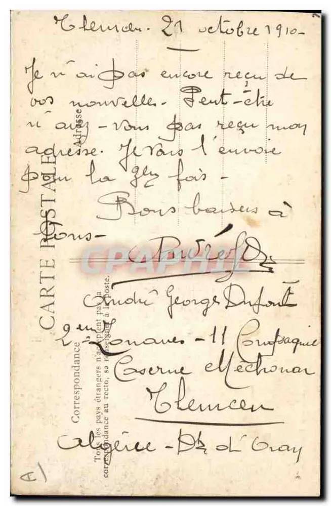 Argélia — Cenas Militares — Coleção Ideal, P.S. n°327 - Verso