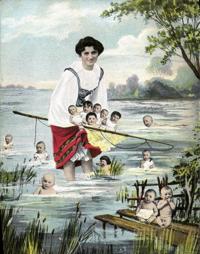 Frau mit mehreren Babys im See — humorvoll — K.V.L.B. n° 785 - Vorderseite