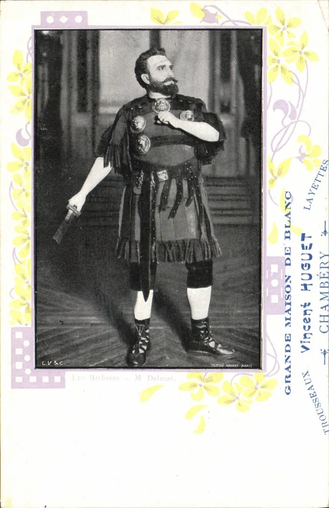 Vincent Huguet em traje romano — cena de 'Les Barbarees' — Grande Maison de Blanc, Chambéry - Frente