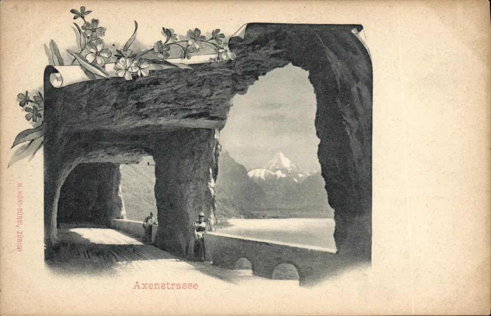Axenstrasse — Blick auf See und Berg — H. HUNI-BORG, ZURICH - Vorderseite