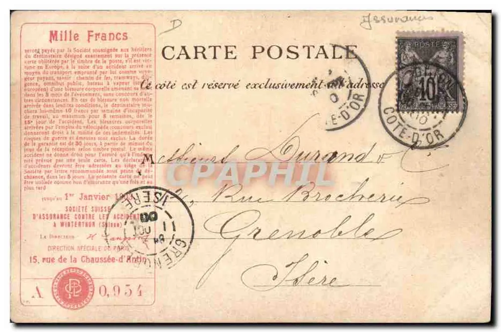 Fontarabie — Blick auf den Portal und den Turm — G. SIRVEN, IMP. Toulouse, Paris - Rückseite