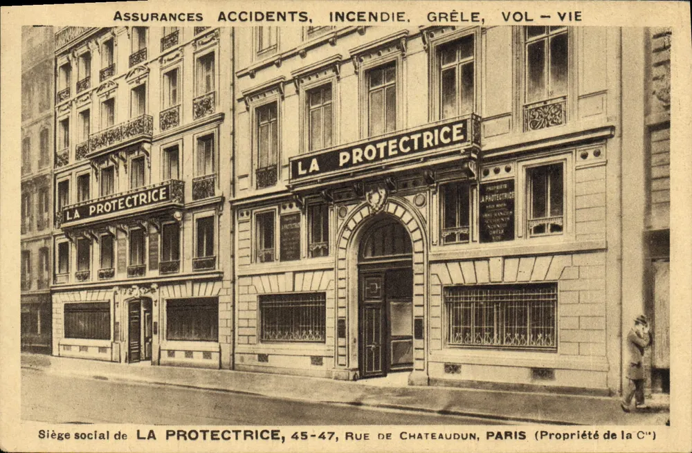 Hauptquartier von LA PROTECTRICE — 45-47, Rue de Chateaudun, Paris — Eigentum der Gesellschaft - Vorderseite