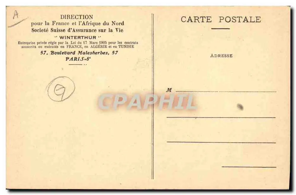 Sitz der Winterthur Gesellschaft Schweizer Lebensversicherung - Paris (8. Arrondissement) - Rückseite