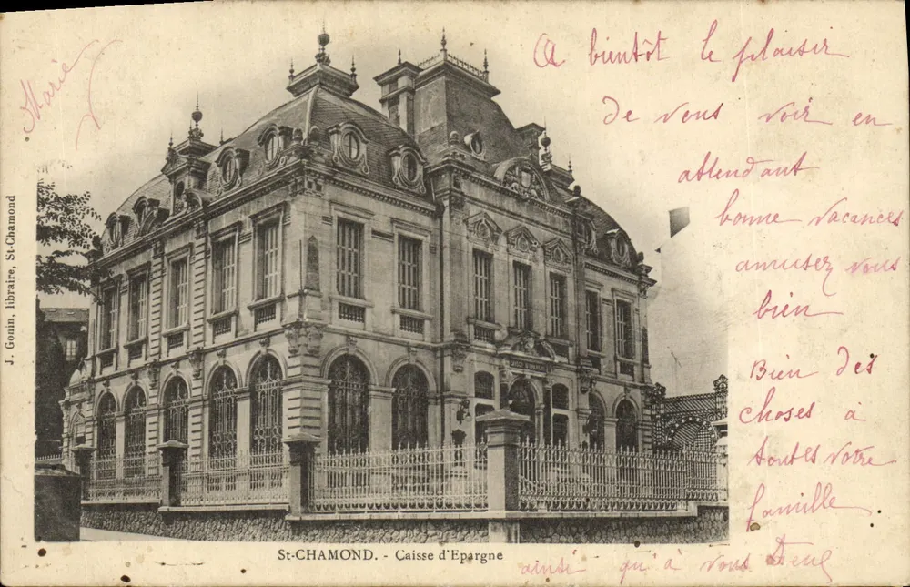 St-CHAMOND - Caixa de Economia — J. Gouin, livraria - Frente