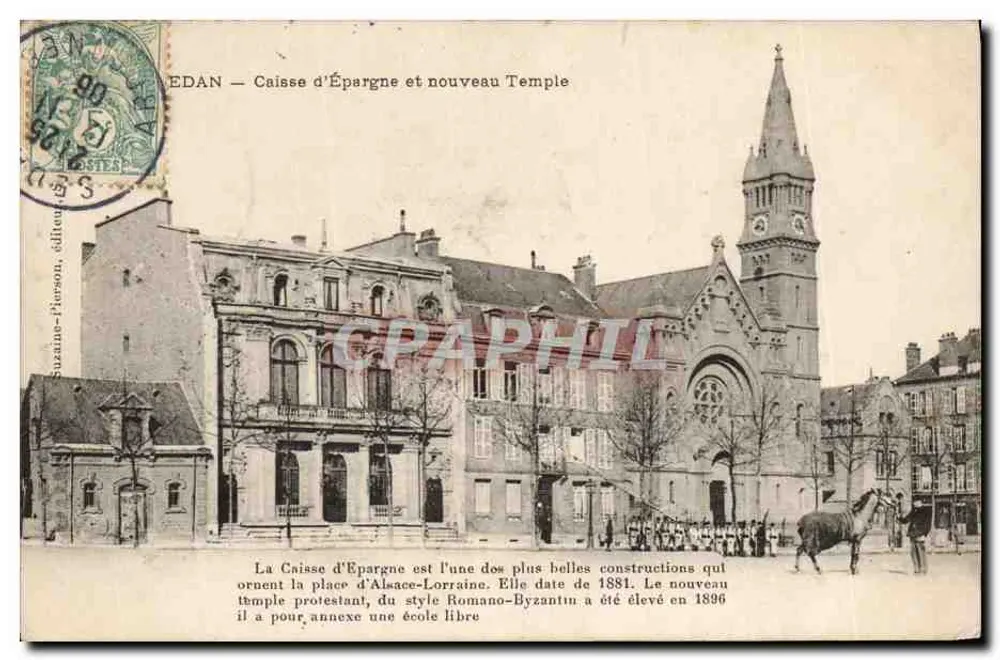 Sedan — Sparkasse und neues Tempel - Vorderseite
