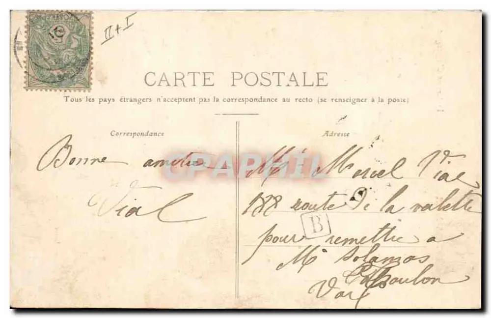 Saint-Galmier — a Caixa de Economia — A. Mouton Lyon - Verso