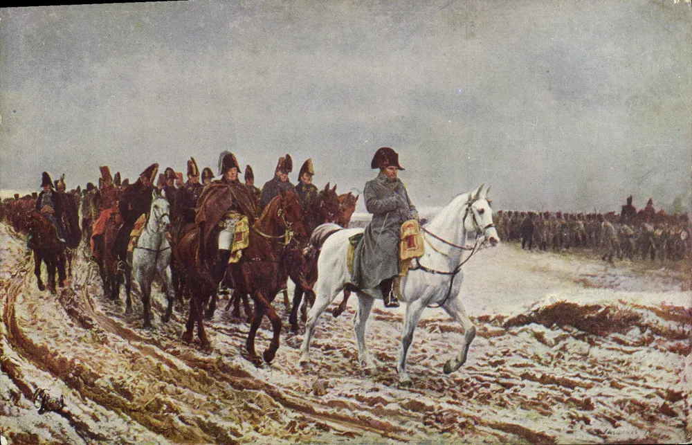 Napoleon I. an der Spitze seiner Kavallerie — Winterlandschaft — E. Meissonier, pinxit. « 1814 » - Vorderseite