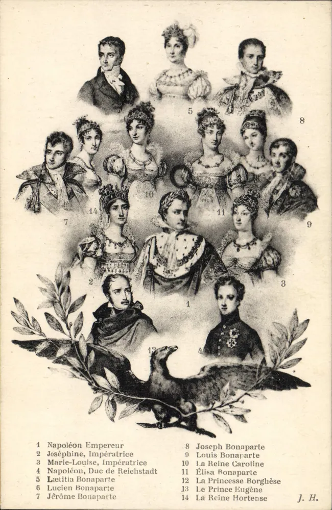 Die Familie Bonaparte — nummerierte Porträts — Verlag J.H. - Vorderseite