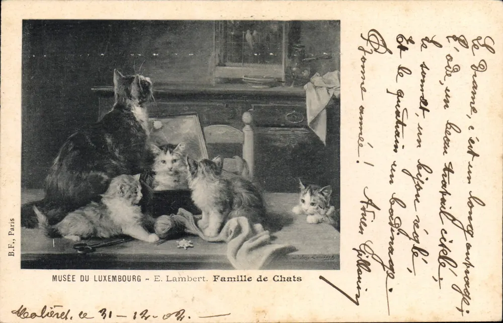 Katzenfamilie — Museum Luxembourg — E. Lambert — B.F., Paris - Vorderseite