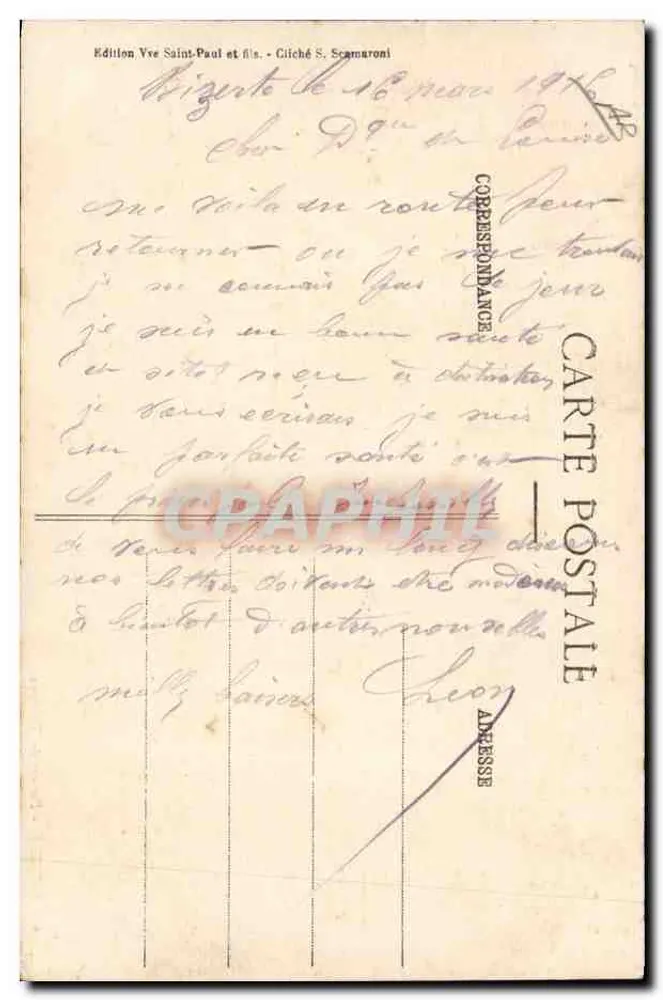 Bizerte - Abreise der Trompes — Edition Vve Saint-Paul et fils, Nr. 16 - Rückseite