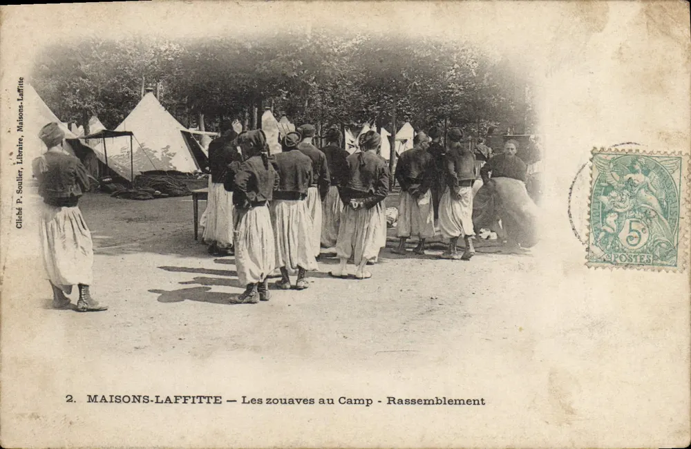 MAISONS-LAFFITTE — Die Zouaves am Lager — Zusammenkunft — Cliclé P. Soulier, Buchhändler, Maisons-Laffitte - Vorderseite