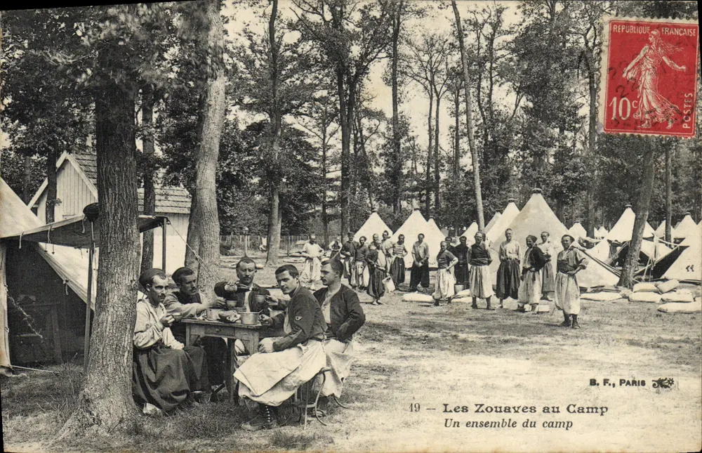 Die Zouaves am Lager — Eine Szene aus dem Lager — B.F., Paris, Nr. 49 - Vorderseite