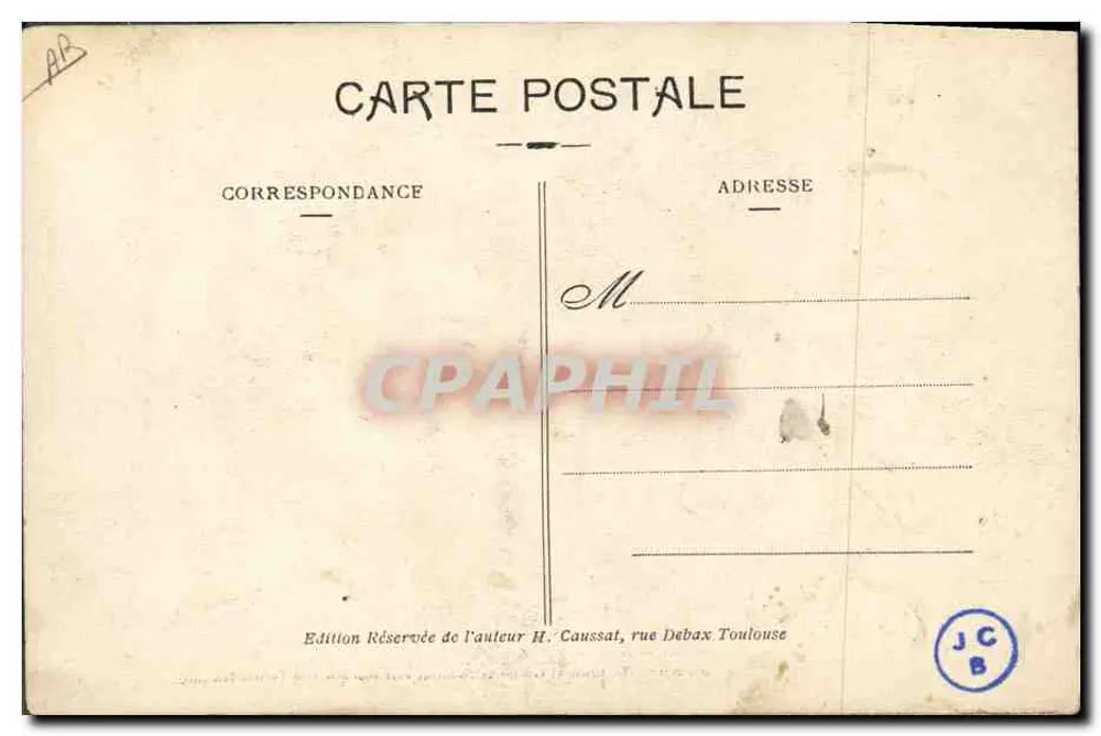 Militärlager-Szene — Soldat in Uniform sitzt in einer Zelt, ein anderer Soldat steht — Ausgabe H. Caussat, Toulouse - Rückseite