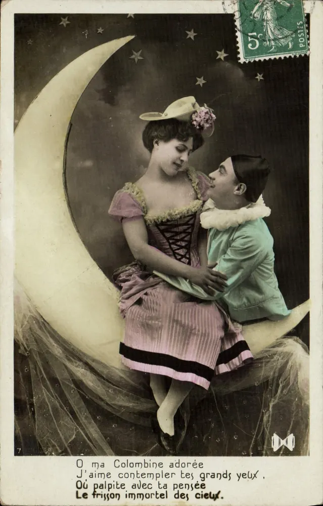 Liebe auf dem Mond — romantische Szene — unbekannter Verlag, Nr. 7 - Vorderseite