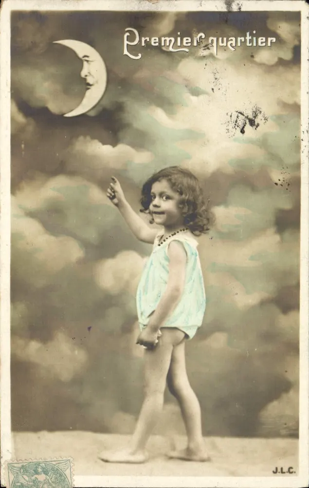 Kleine Mädchen, die mit dem Mond spielt — Erster Viertel — J.L.C. - Vorderseite