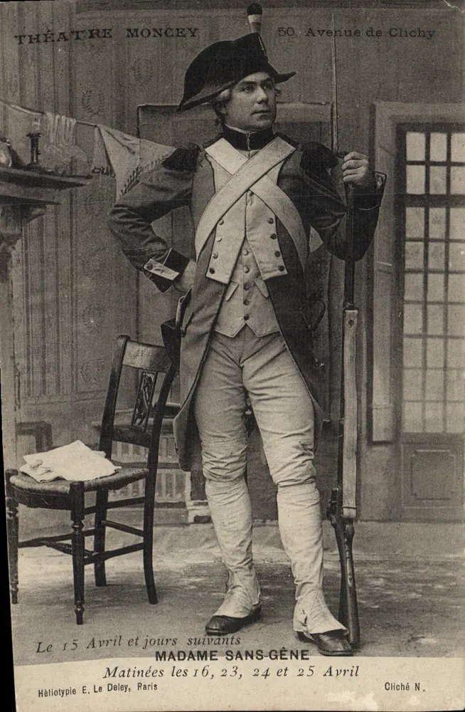 Madame Sans-Gêne — Aufführung am Théâtre Moncey — Héliotypie E. Le Deley, Paris - Vorderseite