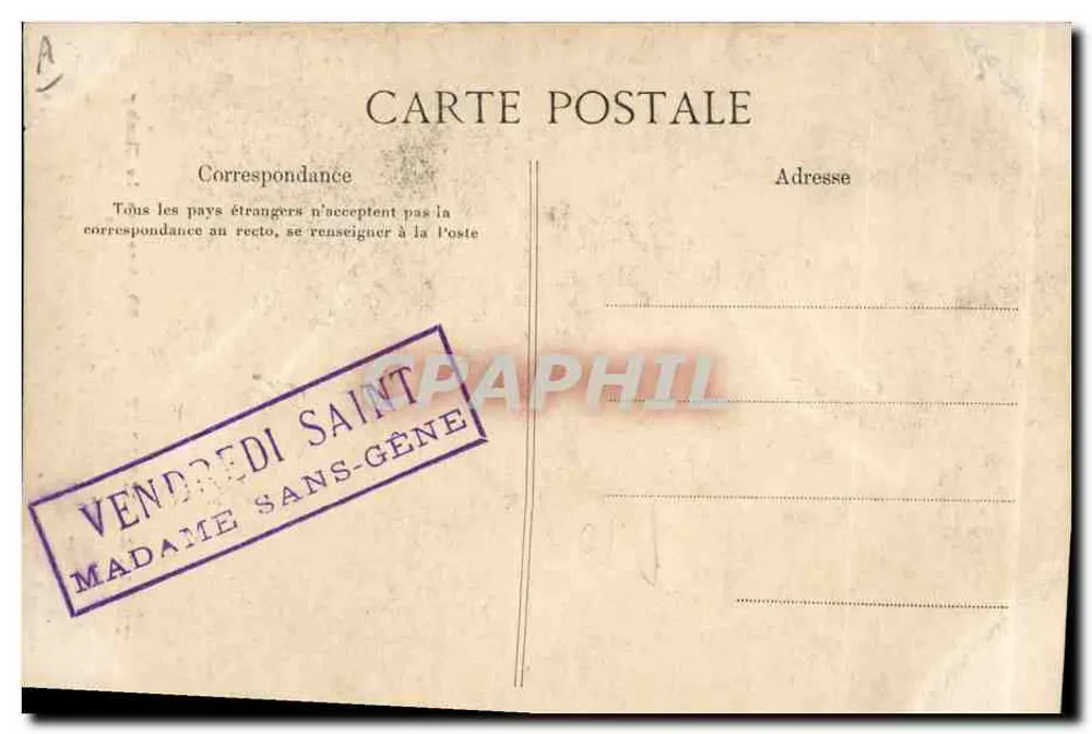 Madame Sans-Gêne — Aufführung am Théâtre Moncey — Héliotype E. Le Doley, Paris - Rückseite