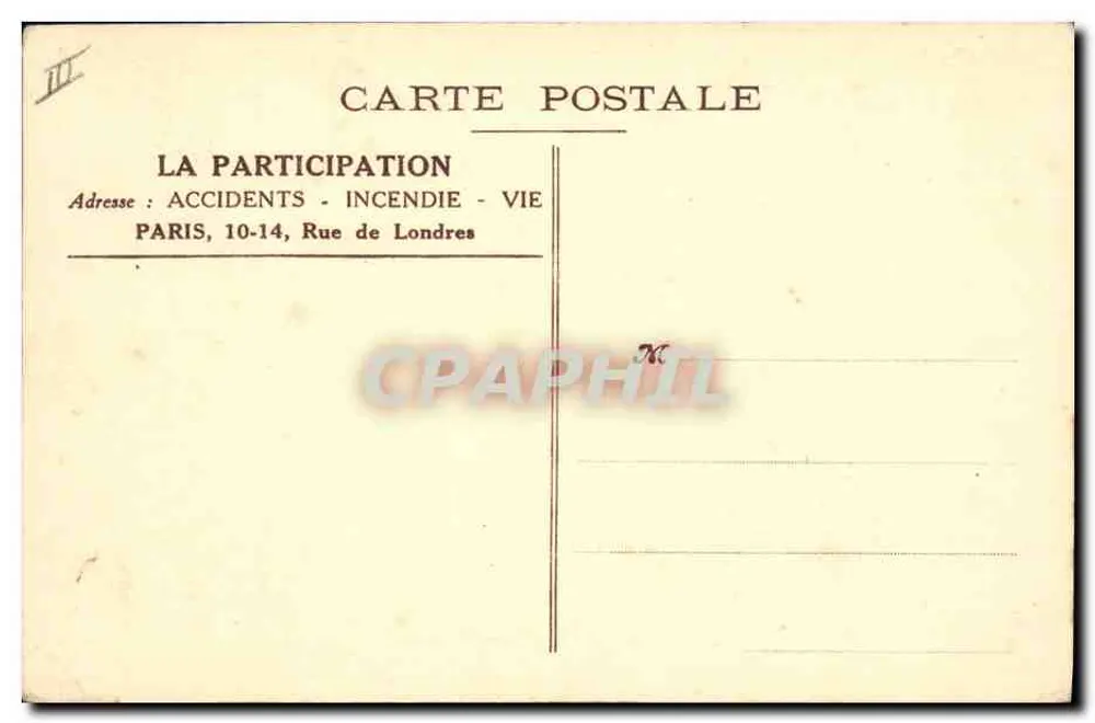 Hauptgeschäftsstelle von LA PARTICIPATION — 10-14, Rue de Londres, PARIS - Rückseite