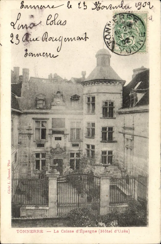Tonnerre — Die Sparkasse (Hôtel d'Uzès) — Foto von L. Durand - Vorderseite